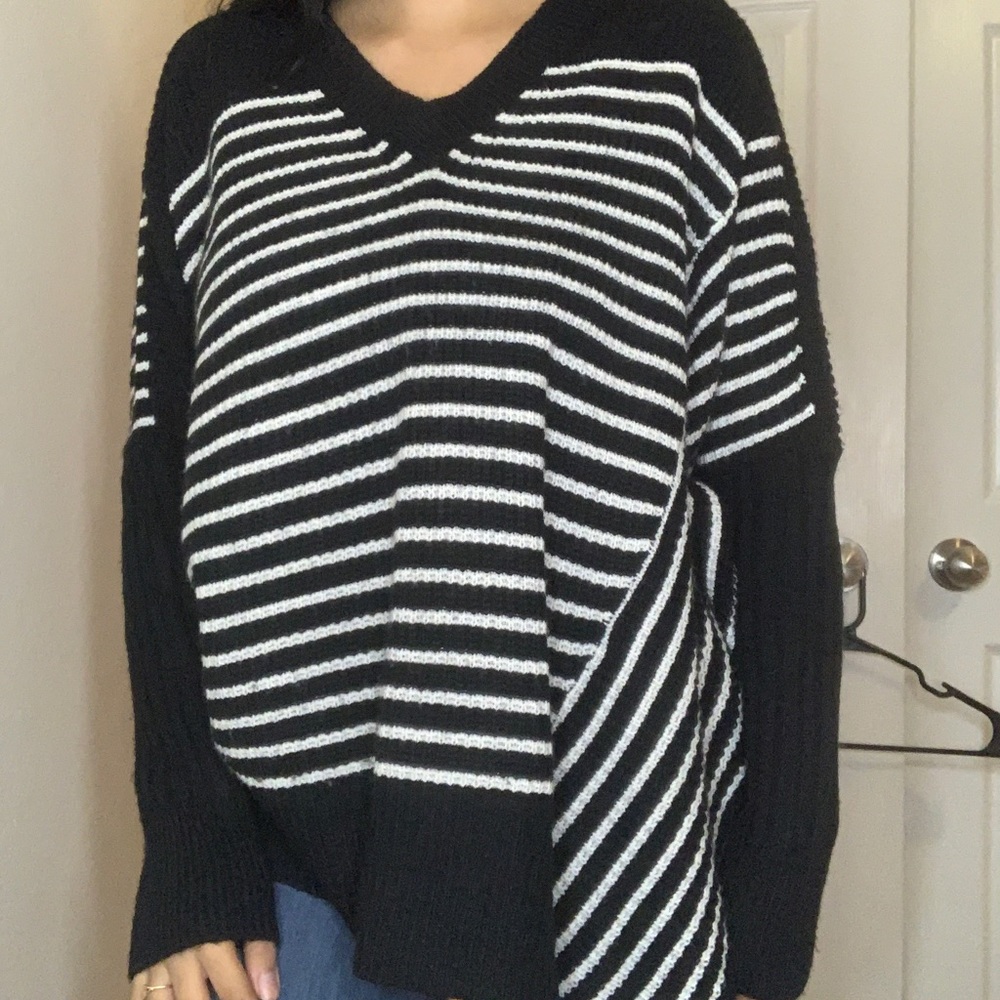 Black and white long sweater